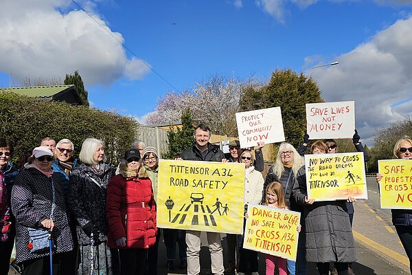 Residents campaigning for a crossing in Tittensor