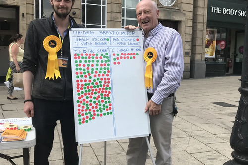 Brexit-O-meter in Stafford with Alec and Richard, July 2018